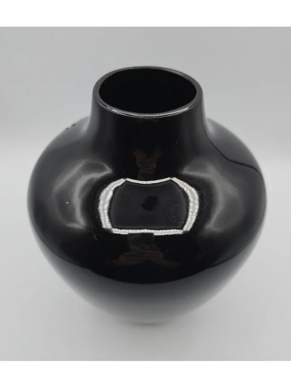 Vintage Larry Laslo for Mikasa Black Ceramic Vase Japan 1980s Modernist 9.5
